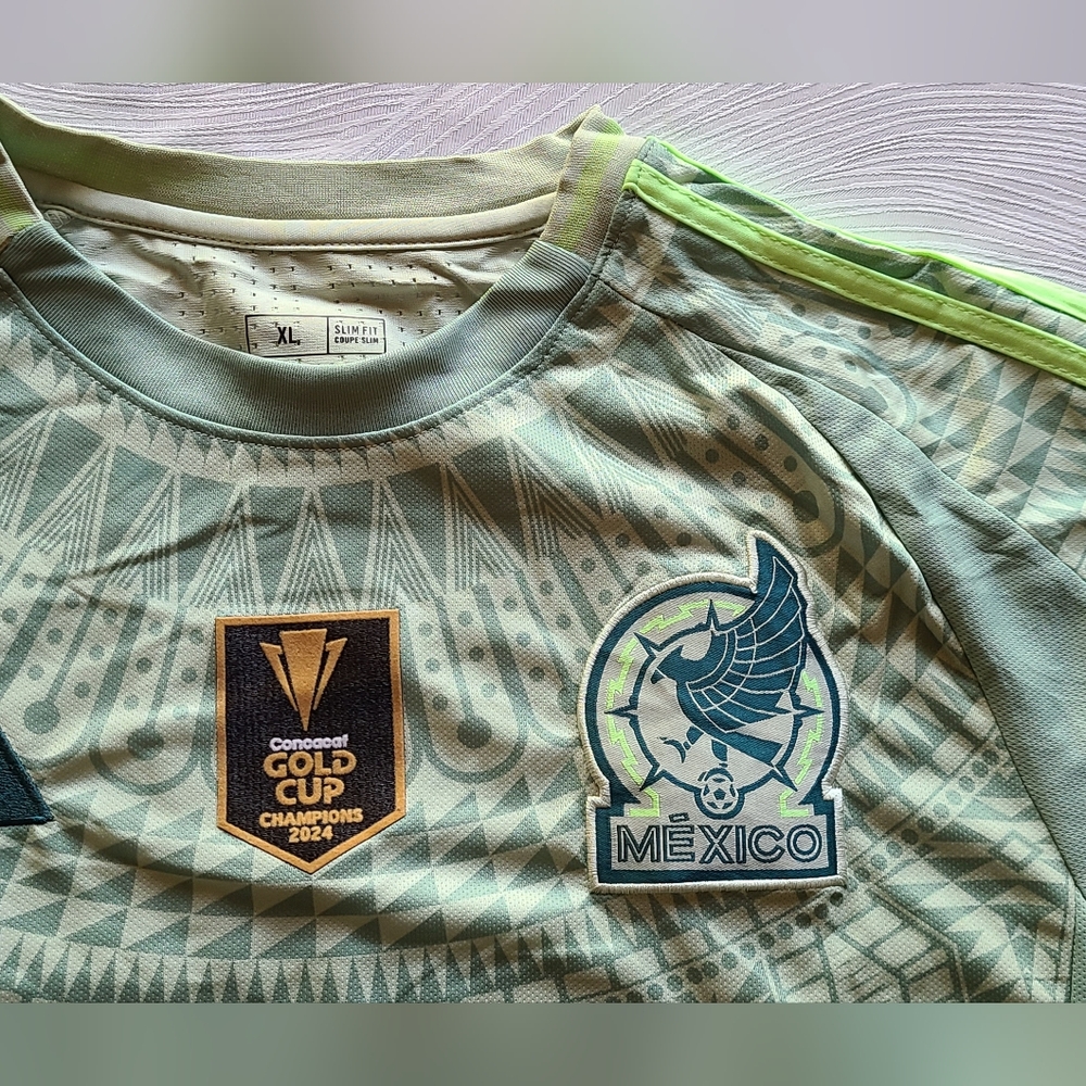 Adidas Mexico Green Patterned Soccer Jersey XL Slim Fit - Picture 8 of 16